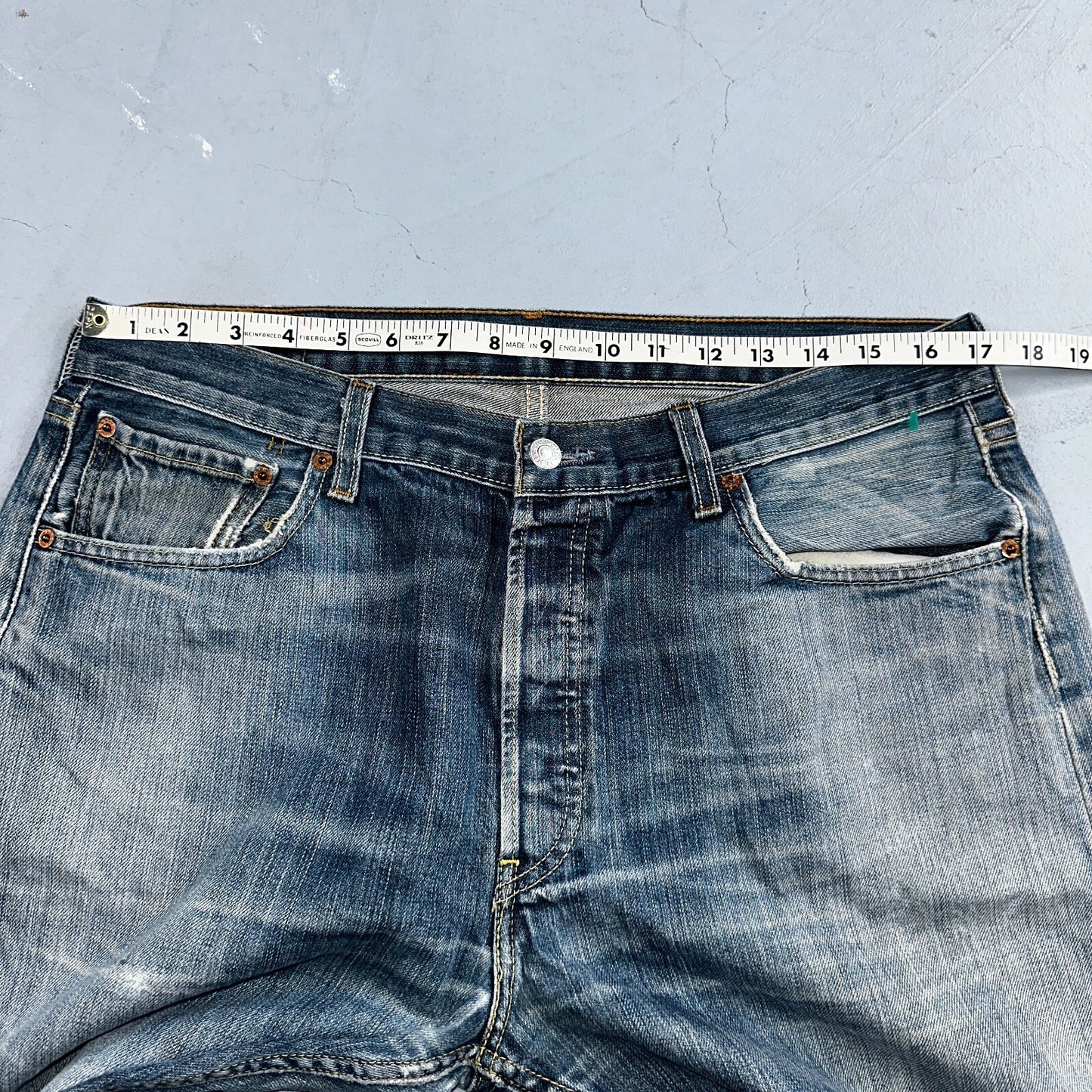 Levis 501 Vintage Y2K XX Straight Leg Jeans Blue Crazy Wash 36x34 Act 34x31