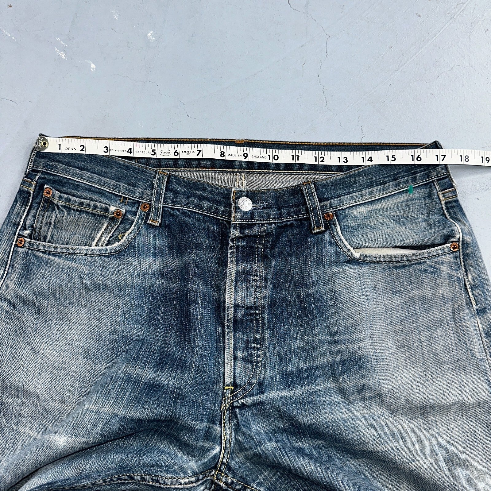 Levis 501 Vintage Y2K XX Straight Leg Jeans Blue Crazy Wash 36x34 Act 34x31