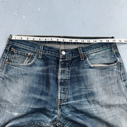 Levis 501 Vintage Y2K XX Straight Leg Jeans Blue Crazy Wash 36x34 Act 34x31