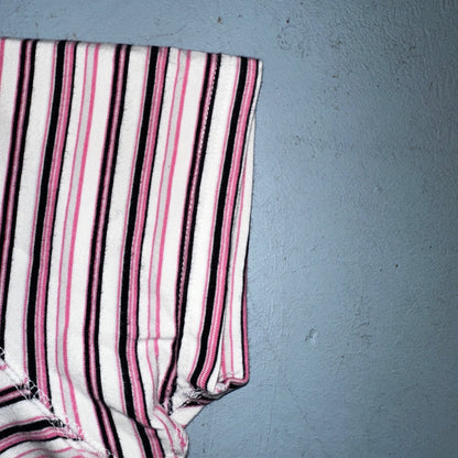 Nike Striped Y2K VTG T Shirt Womens Large Pink Purple Sports Cute Silver Tag