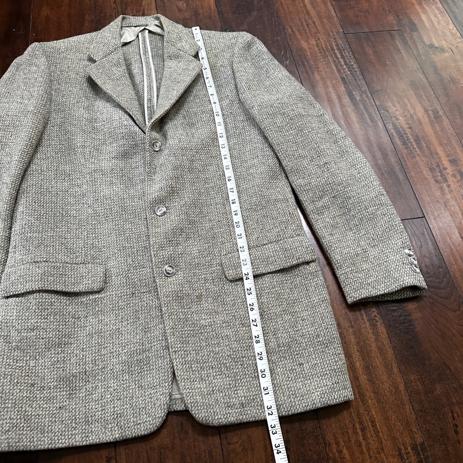 Vintage 1960s Robert Hall Smoke Grey Tweed Shaggy Flecked Blazer Jacket 60s