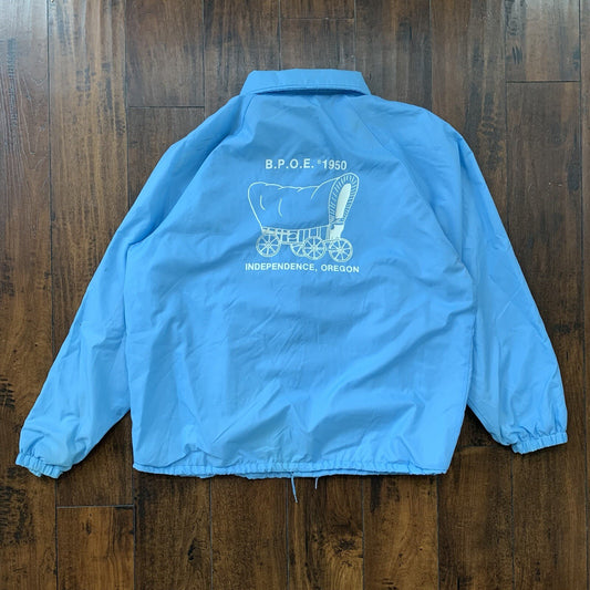Vintage Oregon 80’s Hartwell Baby Blue Satin Jacket Lined USA Independence 1950