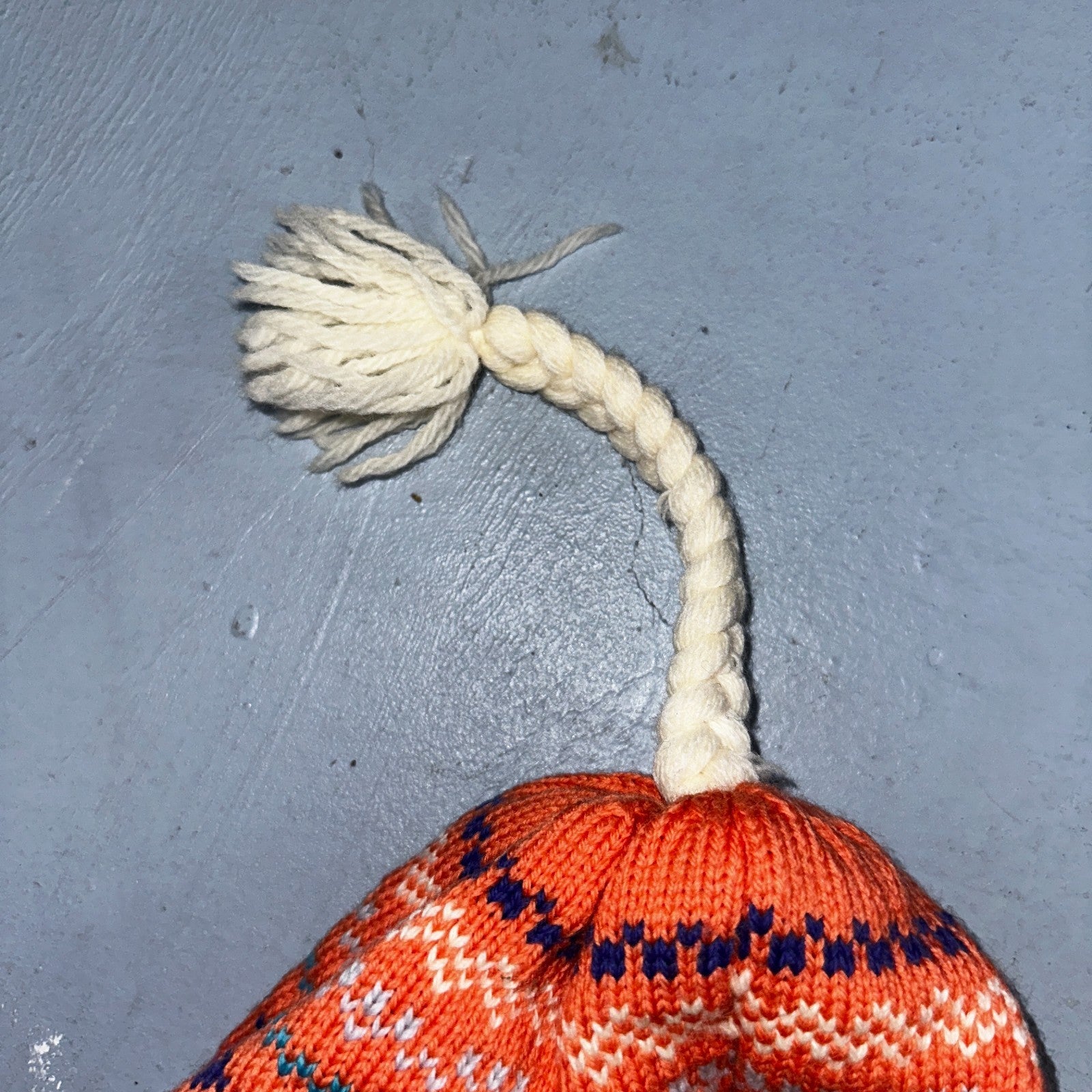 Vintage Snowy River Woolens Earflap Hat Orange Knit Ski Beanie USA Made Peach