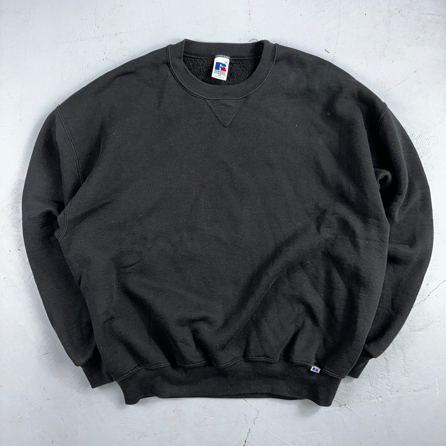 Russell Athletic 2XL Sweatshirt 90s VTG Crewneck Black Basic Blank Essential