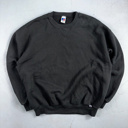 Russell Athletic 2XL Sweatshirt 90s VTG Crewneck Black Basic Blank Essential