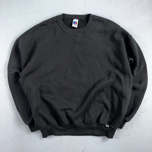 Russell Athletic 2XL Sweatshirt 90s VTG Crewneck Black Basic Blank Essential