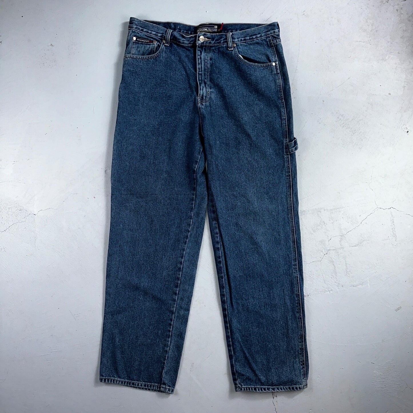 Richcow Jeans Vintage Y2K Carpenter Blue Denim Jeans Mens Size 38x32 Embroidery