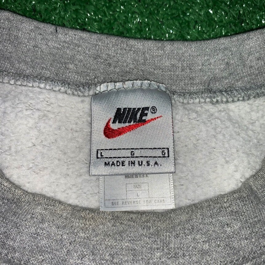 Nike Vintage Crewneck Sweater Gray Center Swoosh Hoodie 90s Charli D'amelio