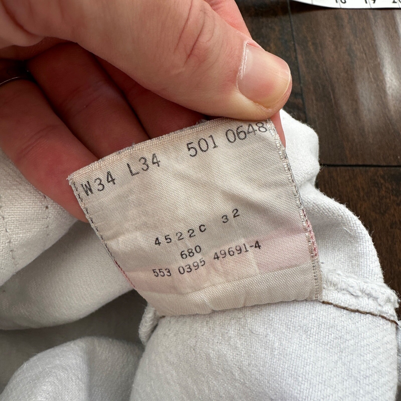 Vintage 90s Levis 501 USA 34x34 Tag Jeans 80s White Bleach Wash Act Worn 31x30