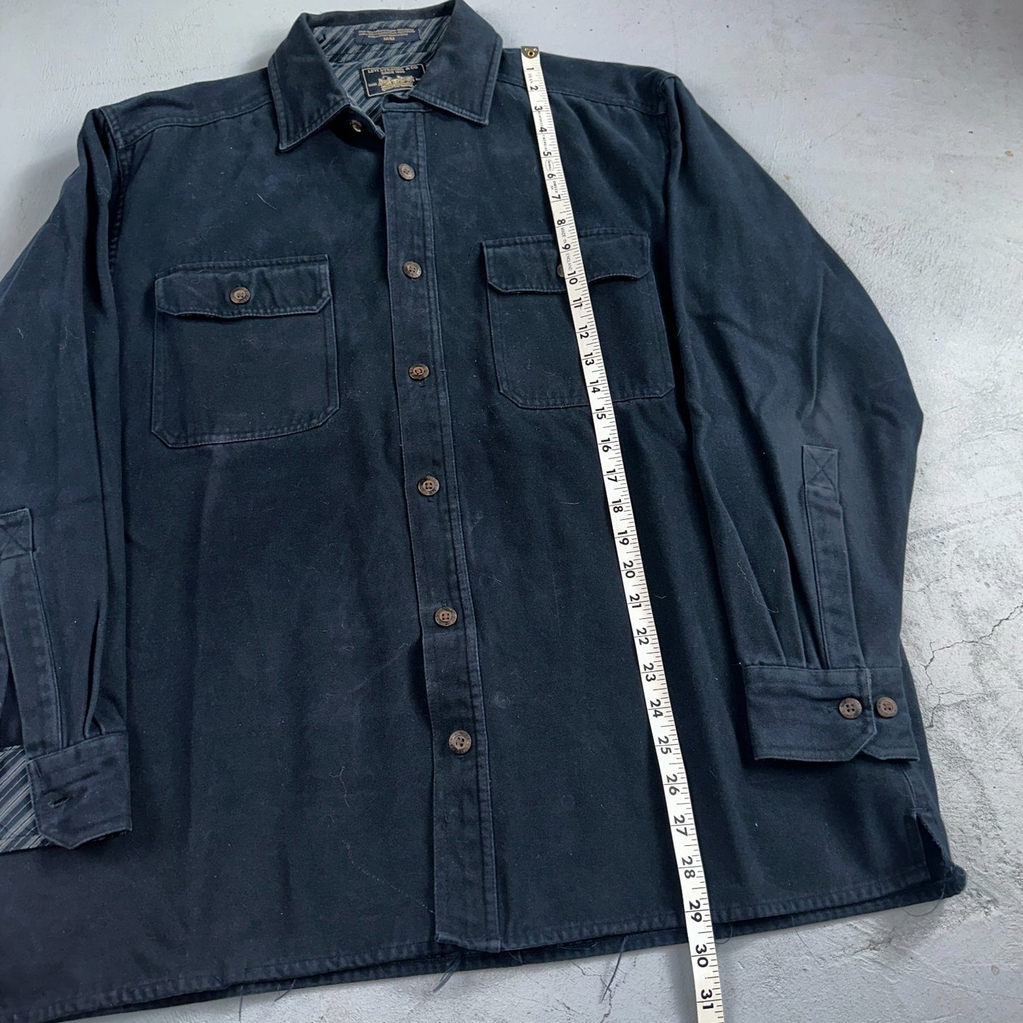 Levis Button Up Shirt Mens M Blue Flannel Long Sleeve Heavyweight Cotton Shacket
