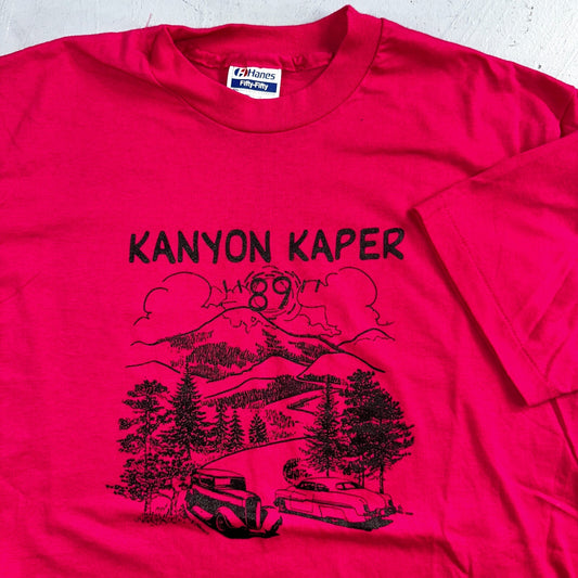 Kanyon Kaper Cars Hanes 80s VTG T Shirt 1989 Pink Single Stitch Graphic USA Rare