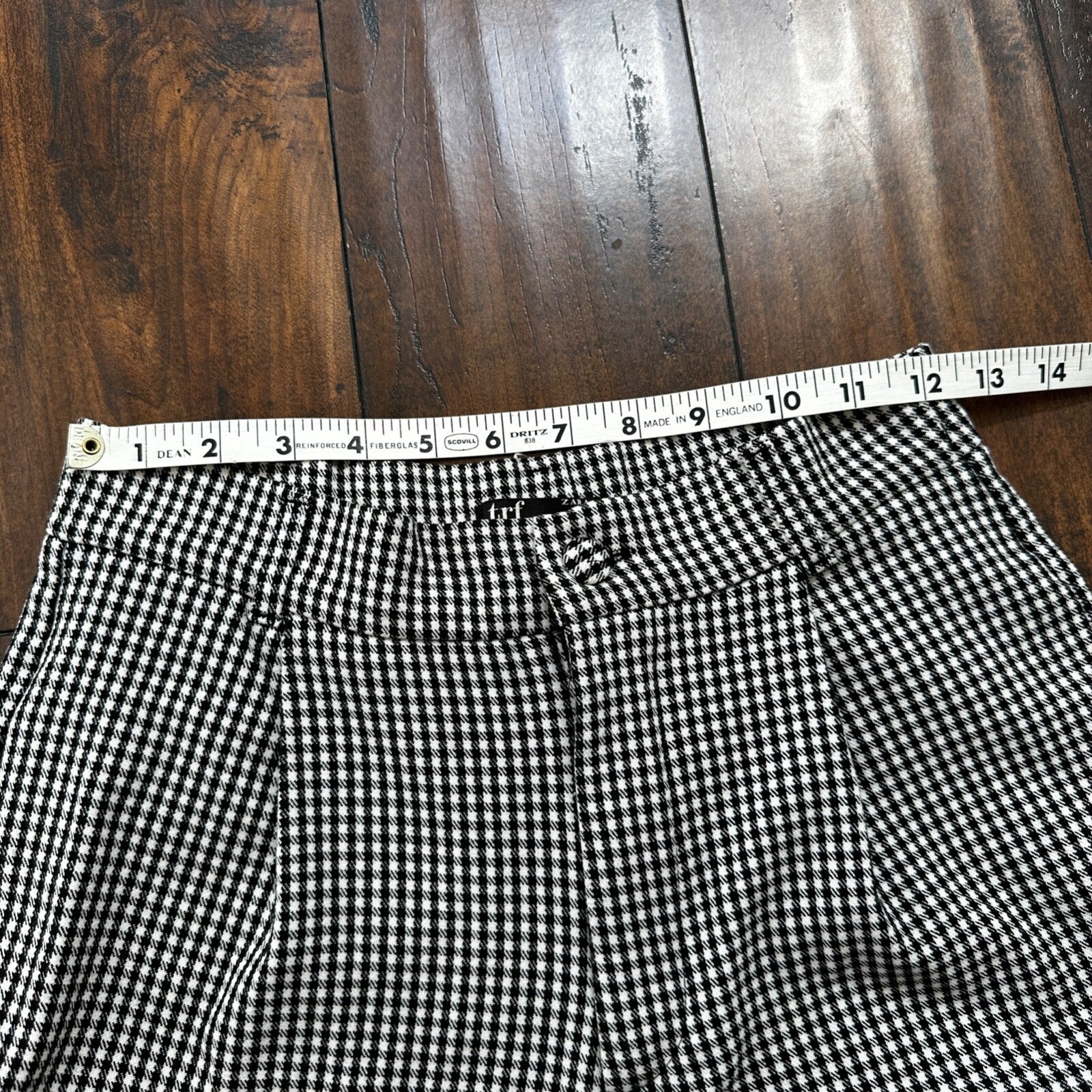 Zara Trf Collection Womens Plaid Checker BLACK White Dress Pants Sz S