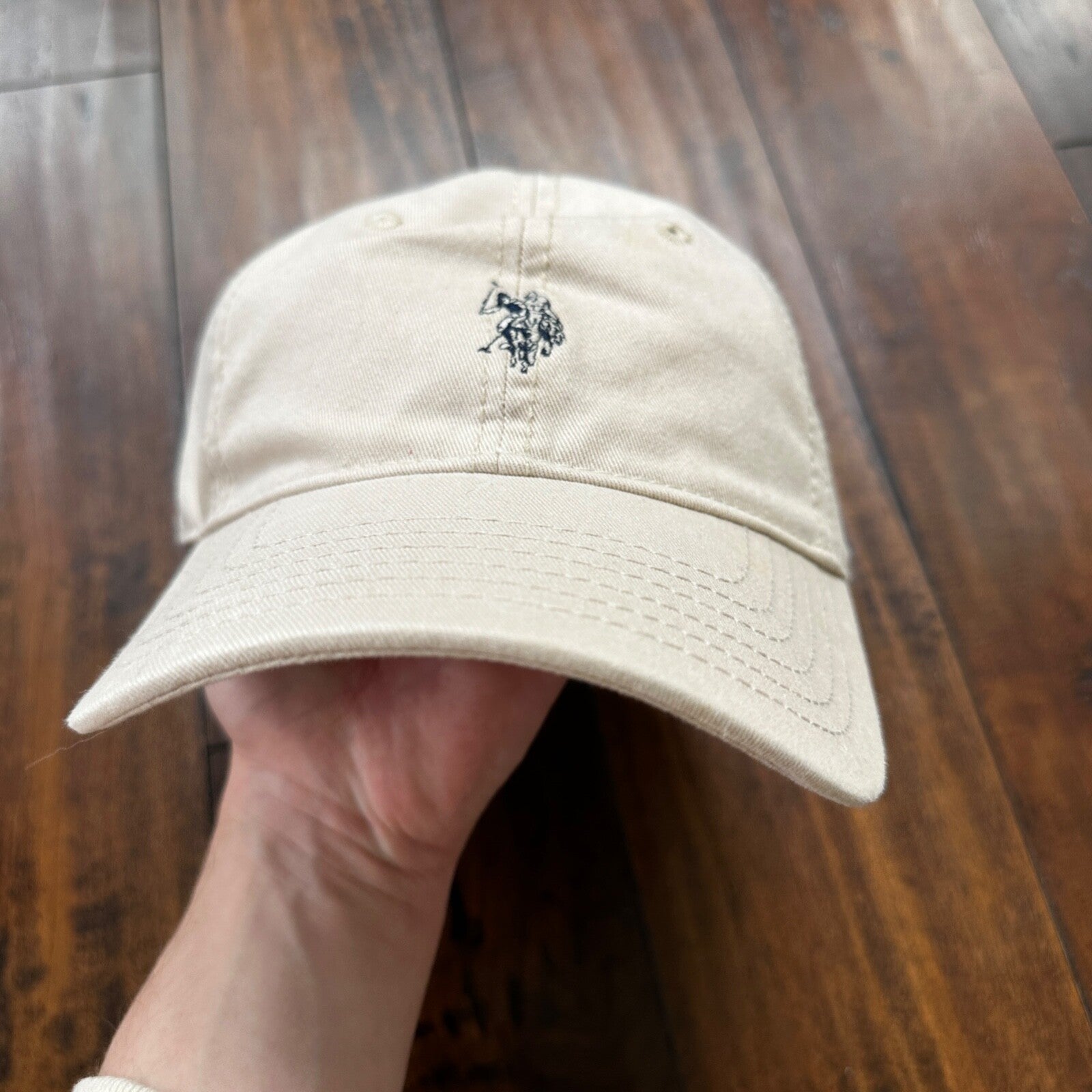 Polo Ralph Lauren Beige VTG Hat Cap Snapback Basic Logo Clean ASSN