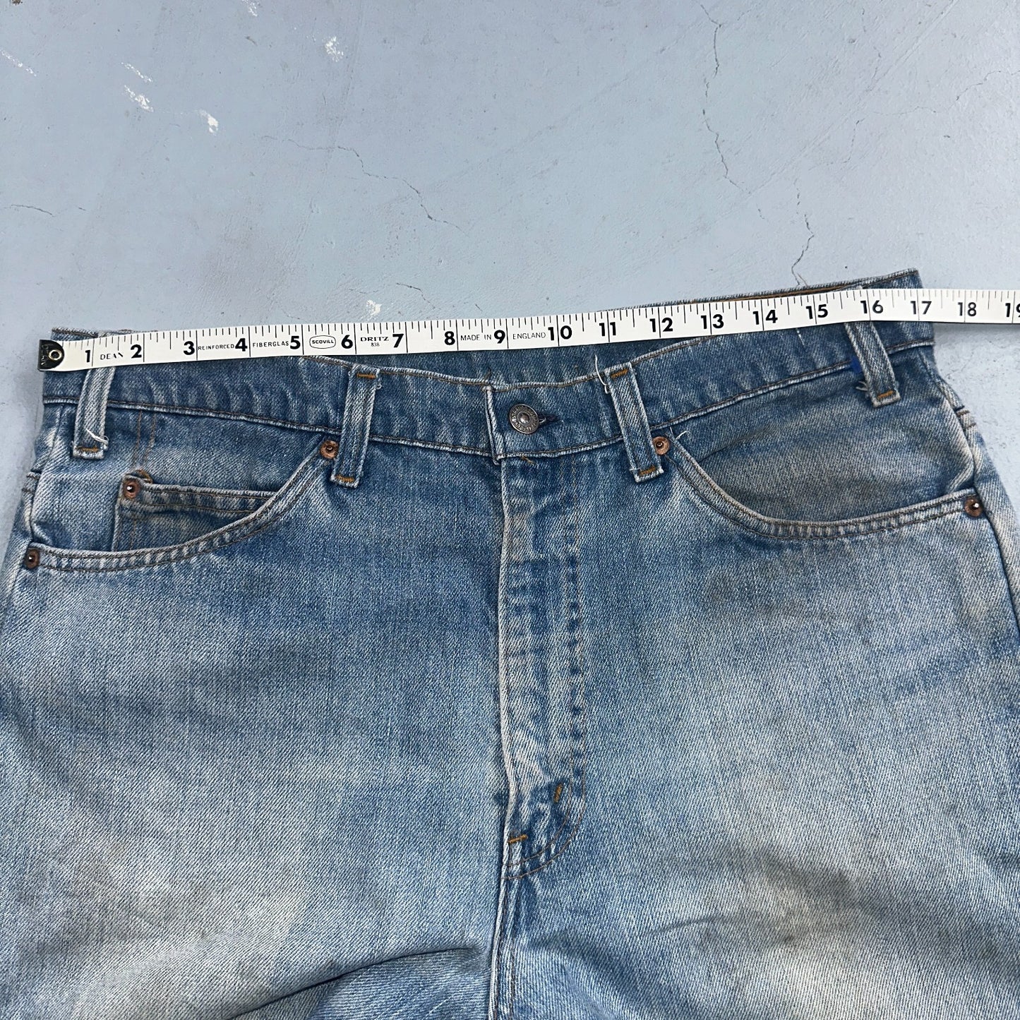 Levis 517 Vintage 80s USA Orange Tab Bootcut Flare Blue Jeans Talon Act 34x29