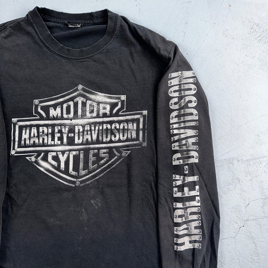 Harley Davidson Y2K Long Sleeve Grunge VTG T Shirt Cleveland Ohio Music 2000s