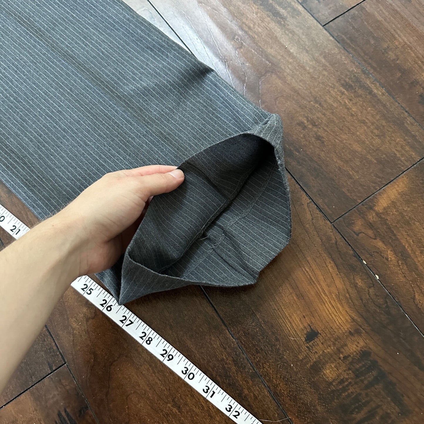 Vtg USA Eagles Pinstripe Mens Gray Wool 3 Pc Suit 42 Vest 33x30 1980s Vest