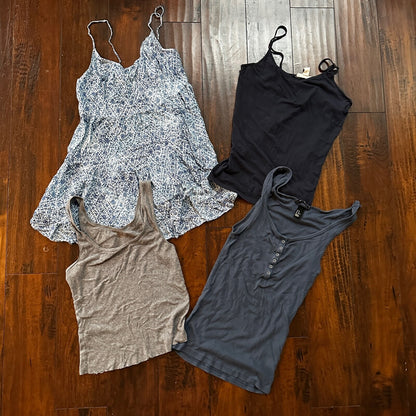 Lot of 4 Forever21 Tank Cute Summer Womens M Dress Print Basic Chop Crop