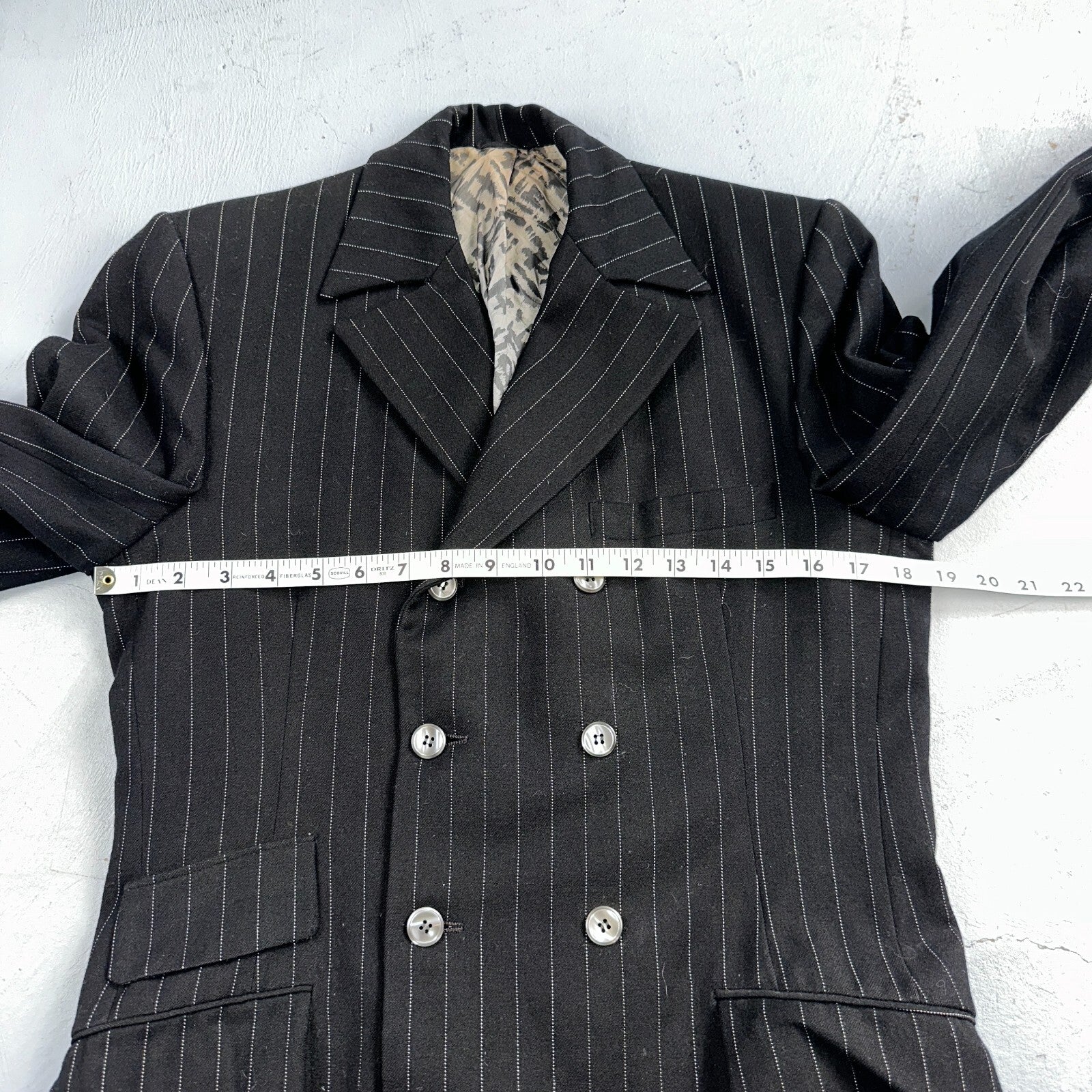 VTG Mens Suit 36 Double Breast 8 Button Jacket Sport Coat Rockabilly 50s Striped