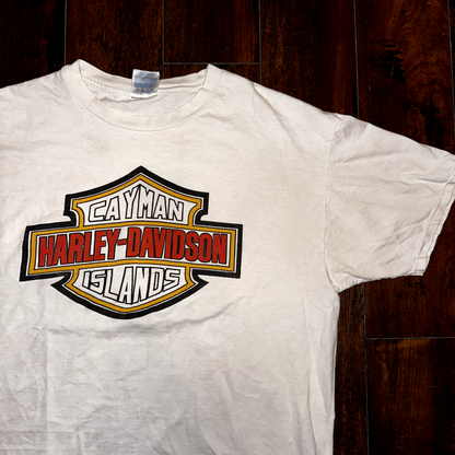 Harley Davidson Vintage T Shirt Cayman Islands Motorcycle Bikes Y2K British
