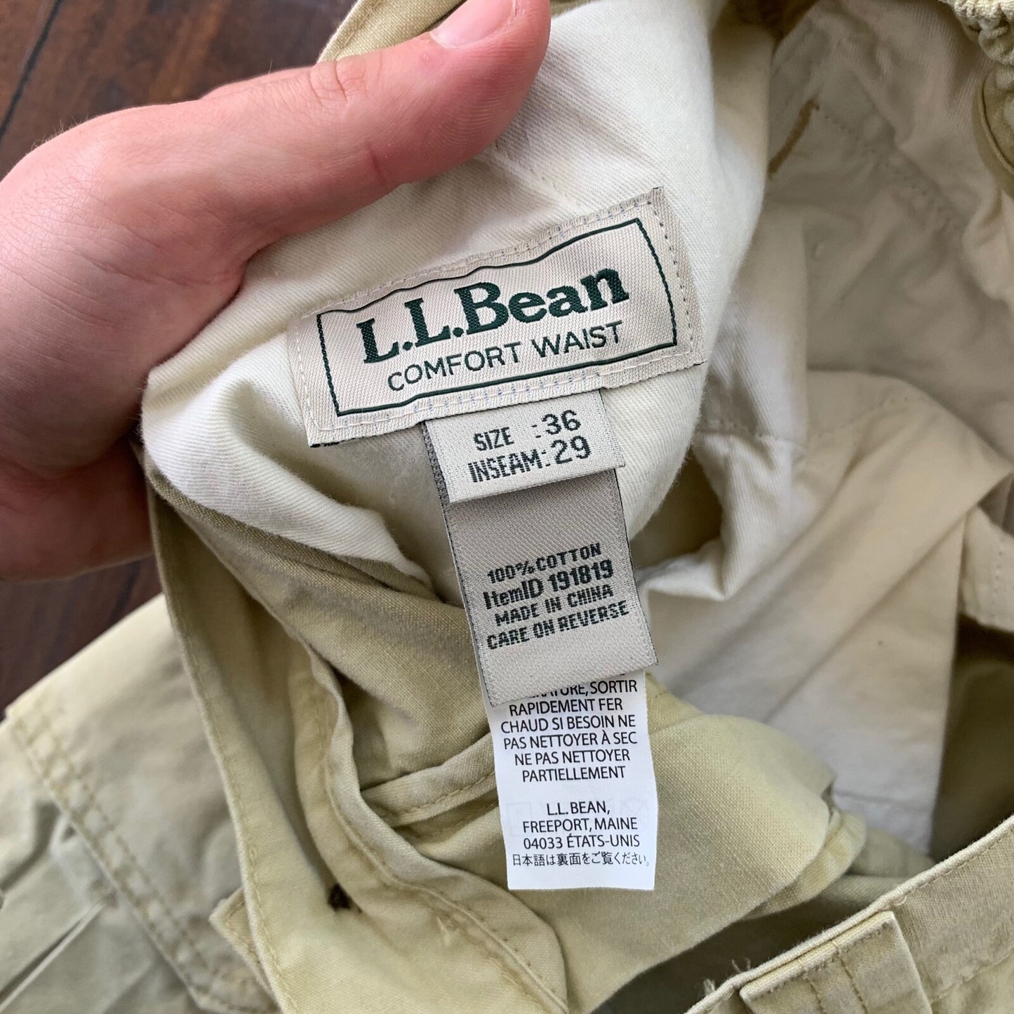 Men's L.L. BEAN Khaki Tan Comfort Waist Dress Chino Pants Size 36x29 Cotton VTG