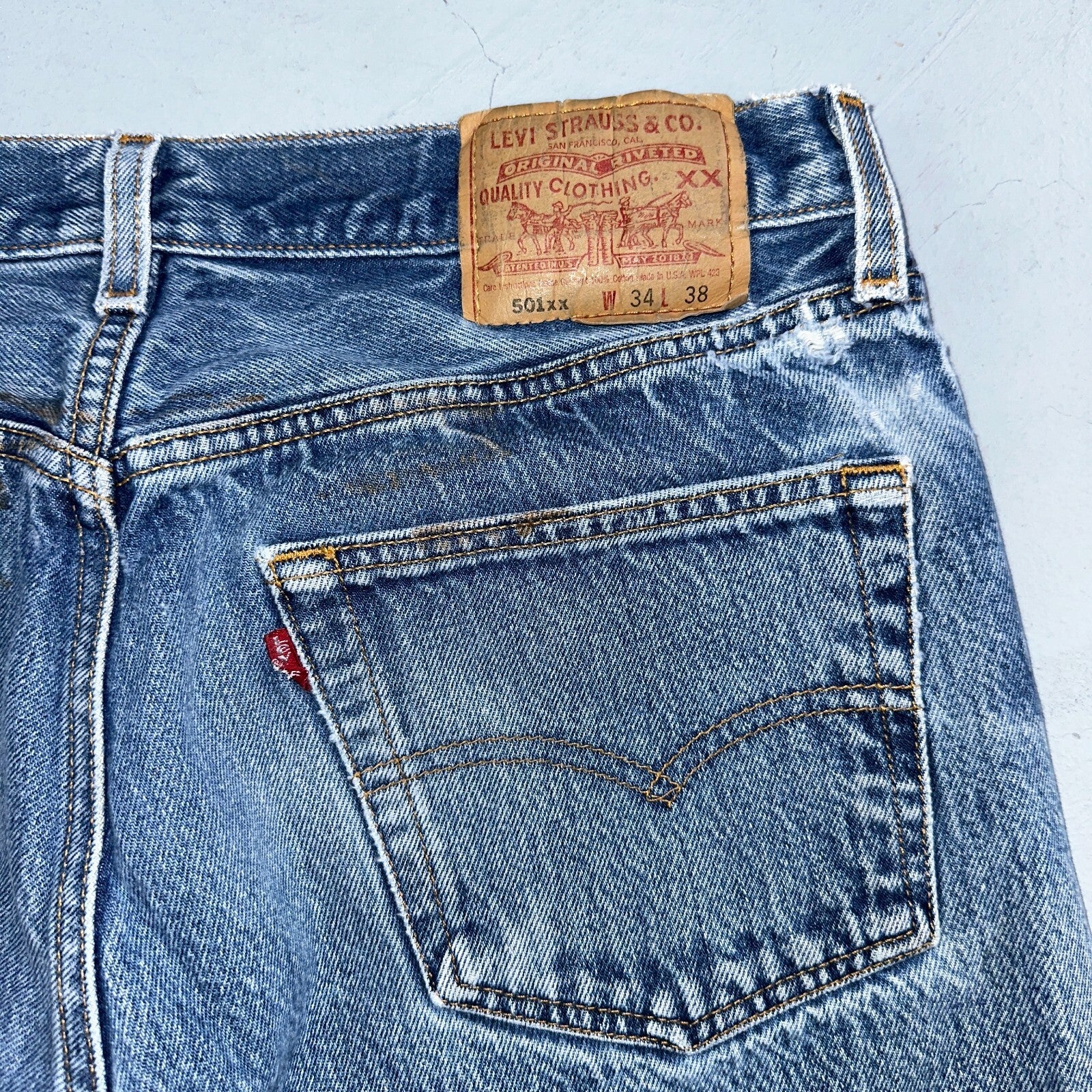 Levis 501 Vintage 90s USA XX Straight Leg Jeans Blue Med Wash 34x38 Act 31x33