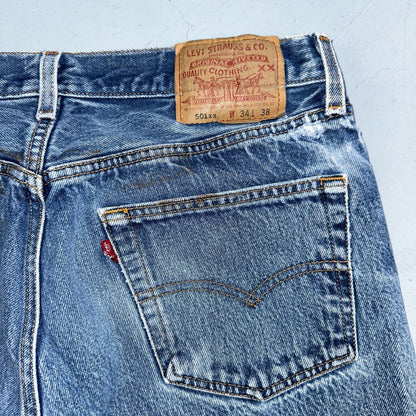 Levis 501 Vintage 90s USA XX Straight Leg Jeans Blue Med Wash 34x38 Act 31x33