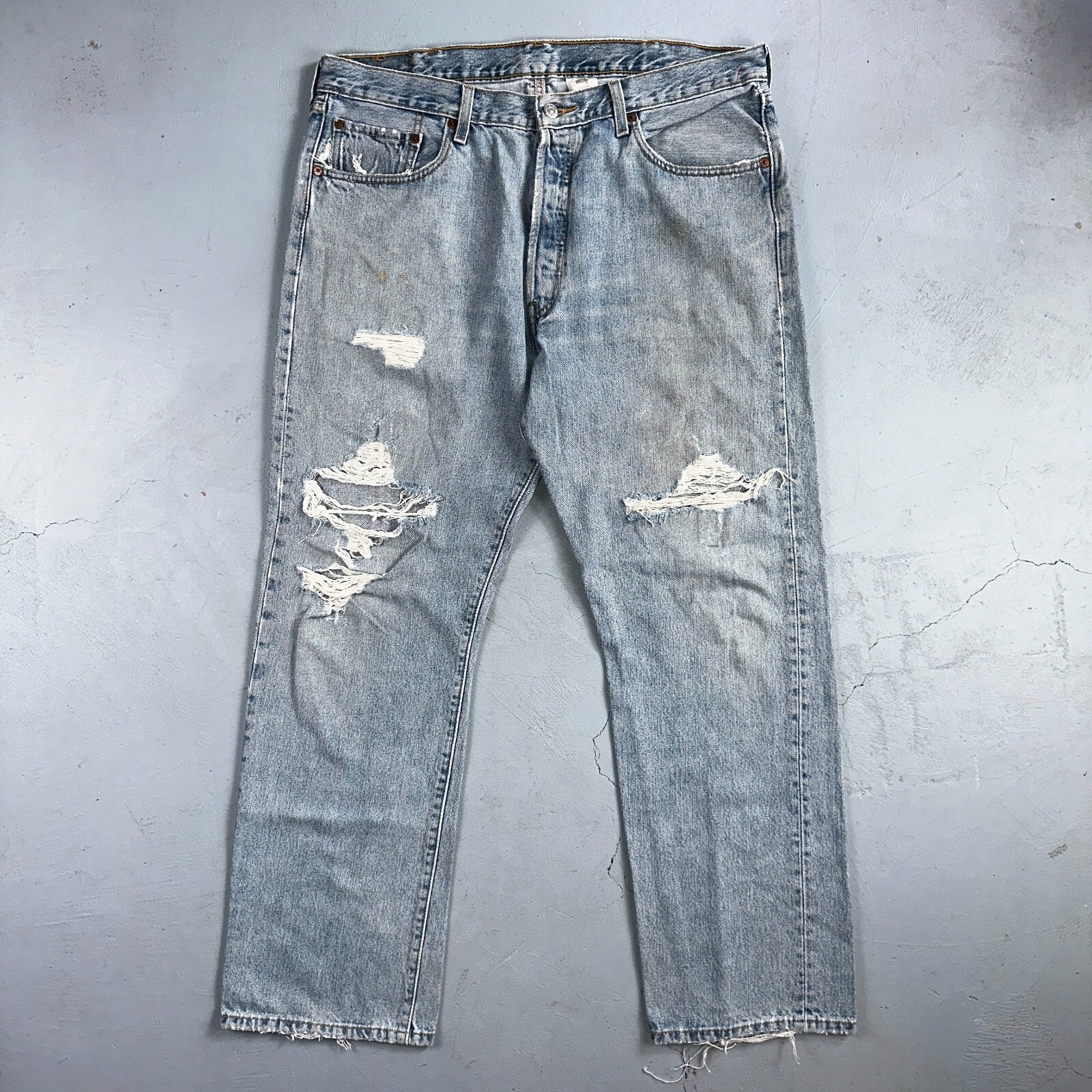 Levis 501 Vintage Y2K XX Straight Leg Jeans 90s Blue Light Wash 38x32 Act 37x30