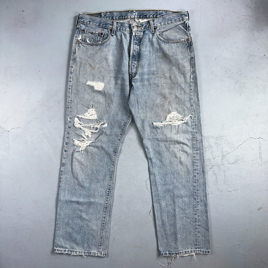 Levis 501 Vintage Y2K XX Straight Leg Jeans 90s Blue Light Wash 38x32 Act 37x30