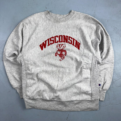 VTG 80s Champion Reverse Weave Crewneck Sweatshirt Gray USA Wisconsin Madison