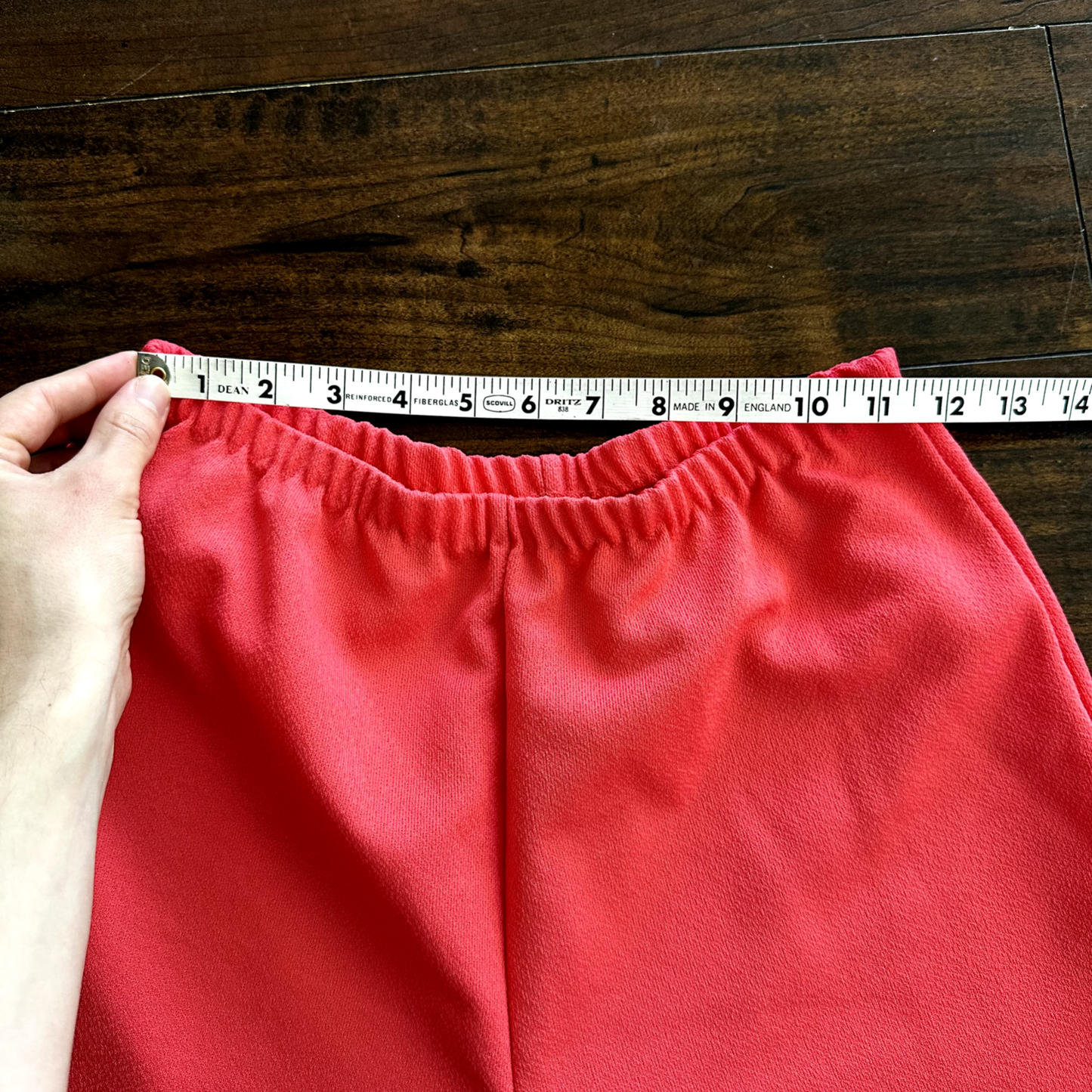 Vintage 70s High Waist Bell Bottom Poly Knit Disco Pants Pattern 80s Pink