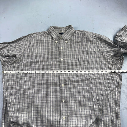 Ralph Lauren Shirt VTG XL Gray Blaire Cotton Long Sleeve Button Up Down Plaid