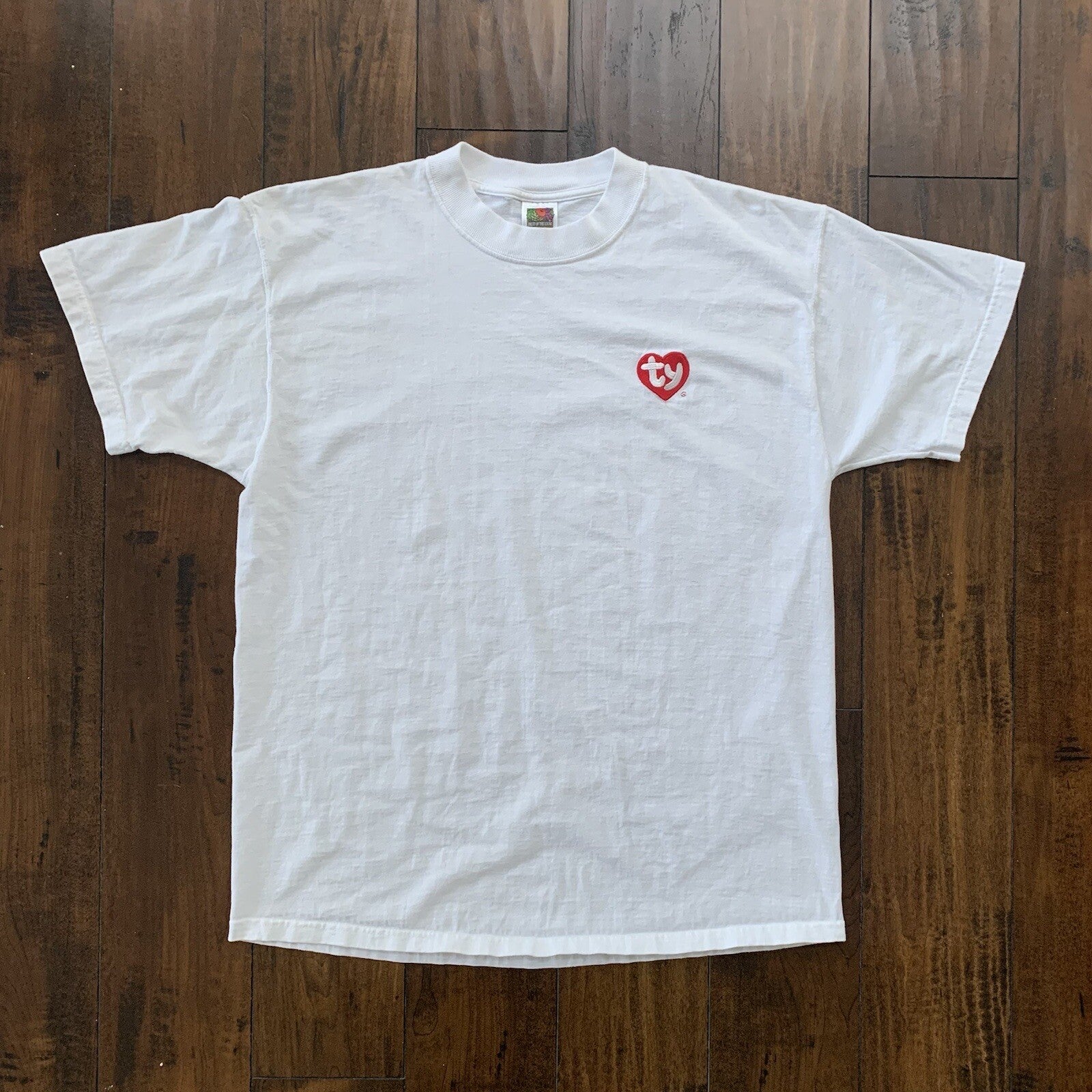 TY Beanie Baby Vintage White T Shirt 90s Employee Sample Rare 1st Gen Heart Cute