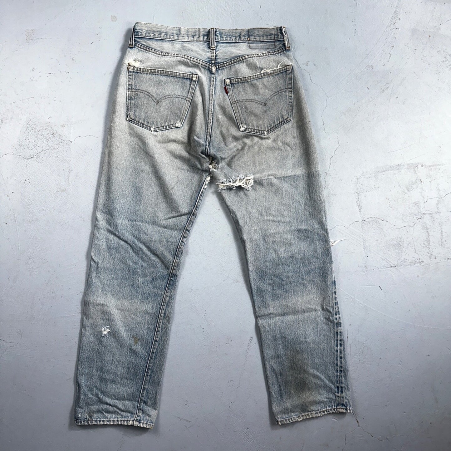 Levis 501 Vintage 80s Redline Selvedge USA XX Jeans Thrashed Light Act 31x29