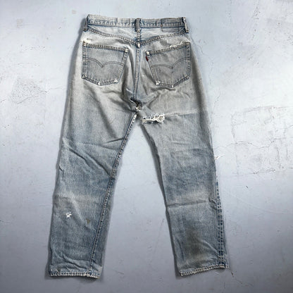 Levis 501 Vintage 80s Redline Selvedge USA XX Jeans Thrashed Light Act 31x29