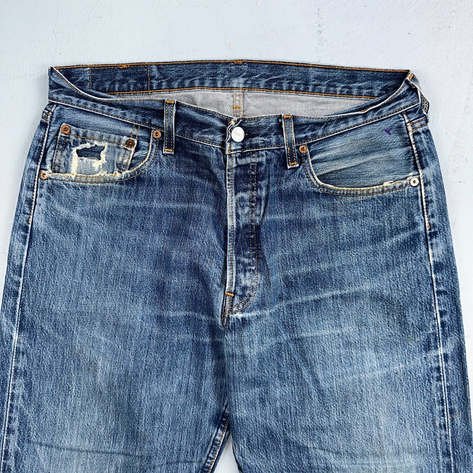 Levis 501 Vintage Y2K XX Straight Leg Jeans Blue Med Wash 34x34 Act 33x27