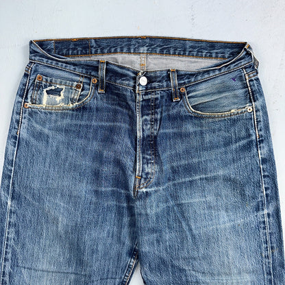 Levis 501 Vintage Y2K XX Straight Leg Jeans Blue Med Wash 34x34 Act 33x27