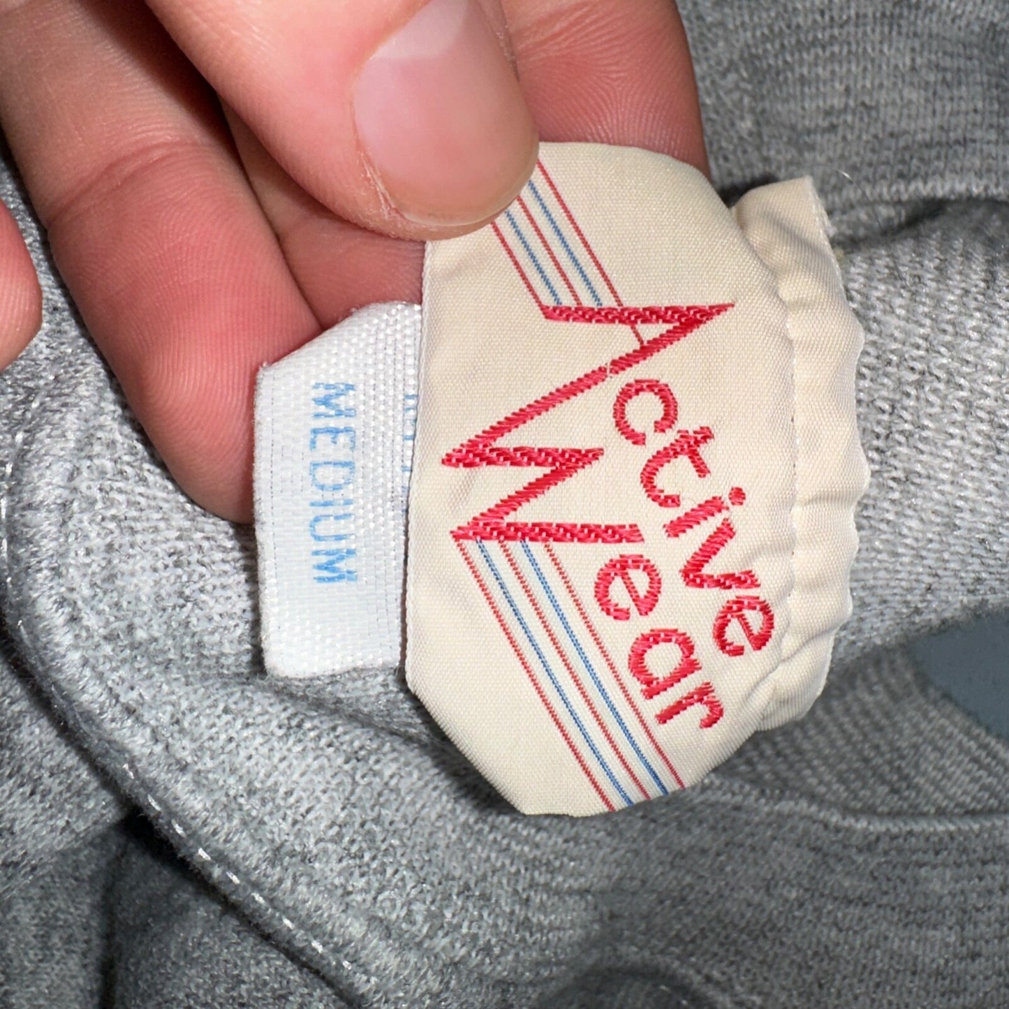 No Frills Sweat Sweatshirt 80s VTG Crewneck Gym Gray Barcode Raglan Jumper 1980s