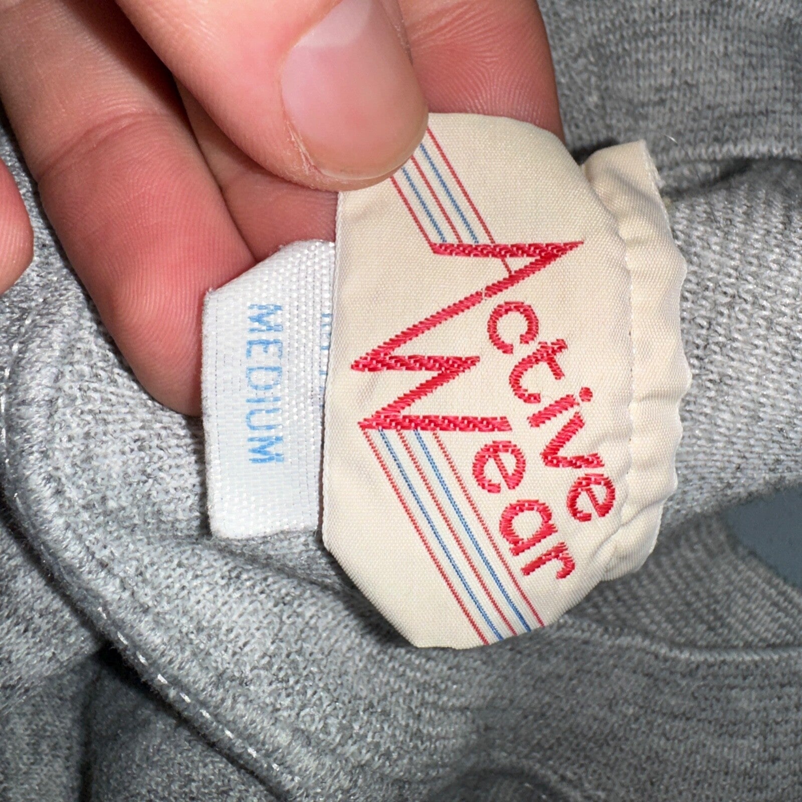 No Frills Sweat Sweatshirt 80s VTG Crewneck Gym Gray Barcode Raglan Jumper 1980s