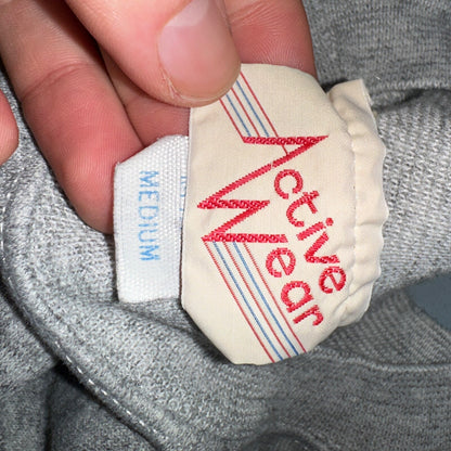 No Frills Sweat Sweatshirt 80s VTG Crewneck Gym Gray Barcode Raglan Jumper 1980s