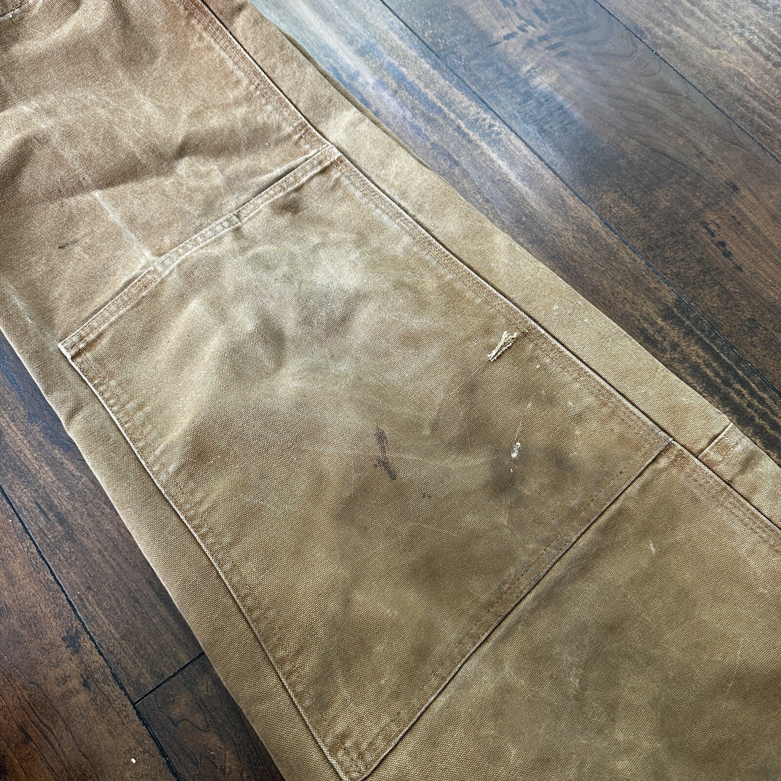 Carhartt DKB Double Knee Duck Unlined Bib Work Tan Brown Overalls 40x27 VTG