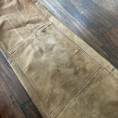 Carhartt DKB Double Knee Duck Unlined Bib Work Tan Brown Overalls 40x27 VTG