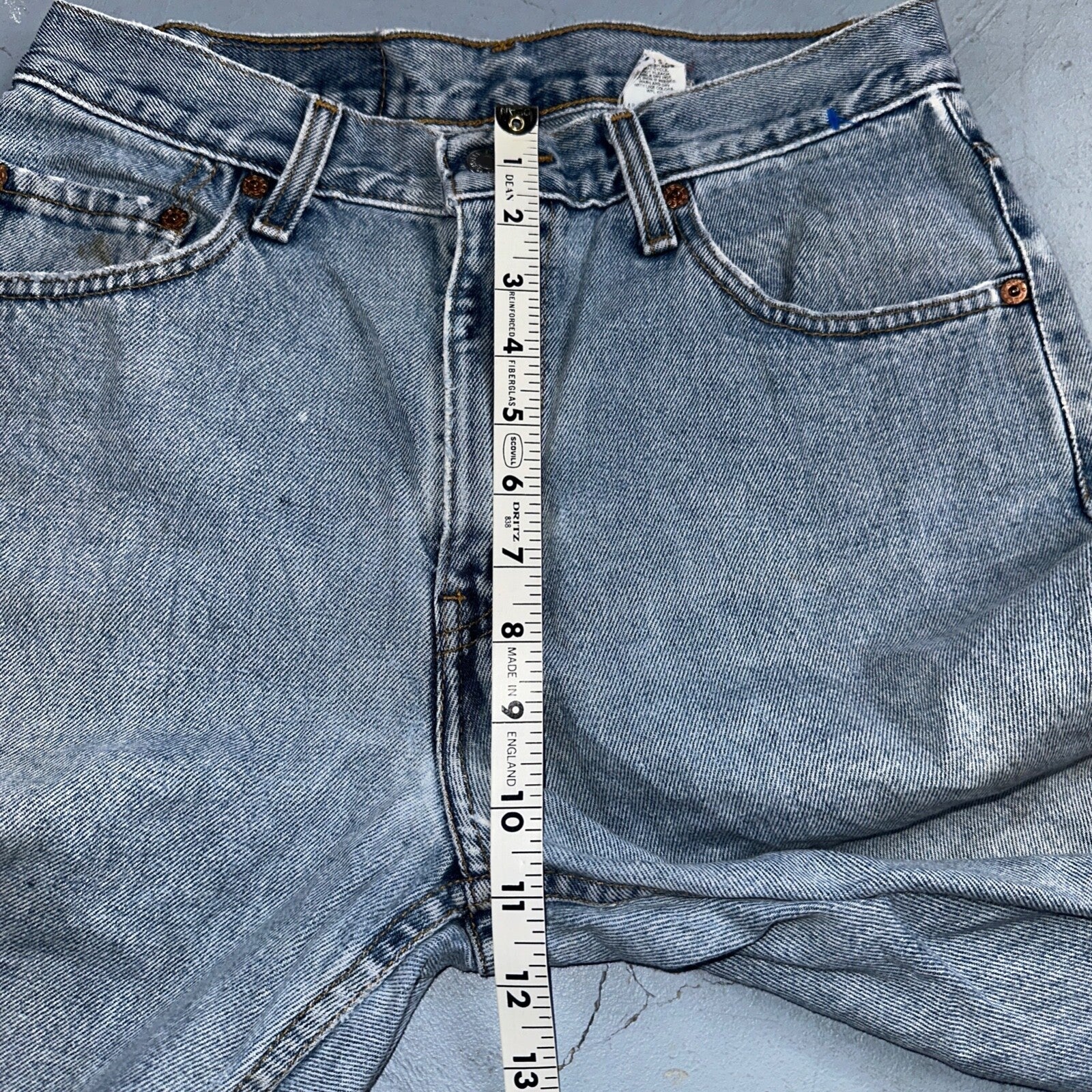 Levis 505 Vintage 90s Columbia Straight Leg Jeans Blue Light Wash 30x34 Ac 28x33