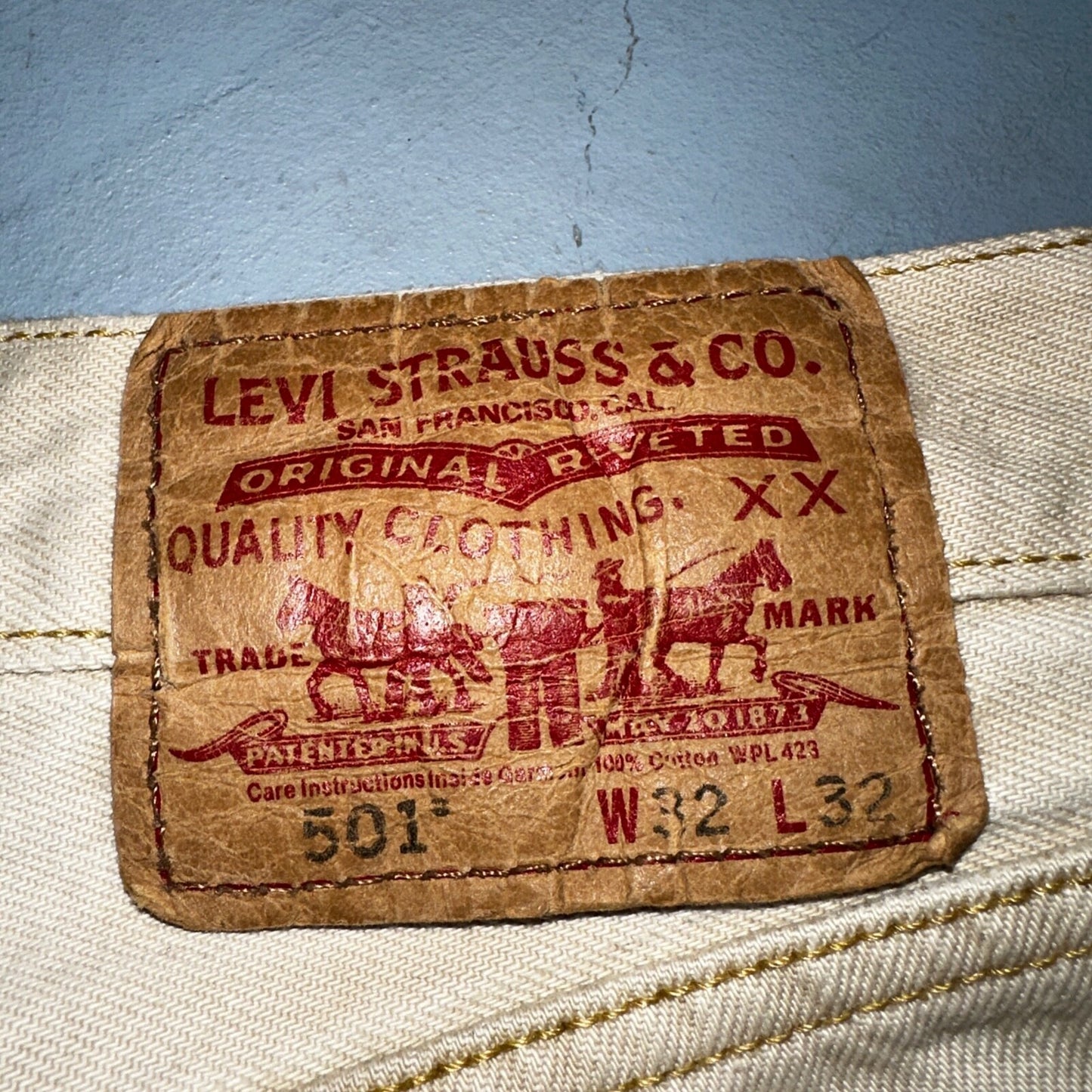 Levis 501 Vintage Y2K Mexico XX Straight Leg Jeans Beige Wash 32x32 Ac 31x28