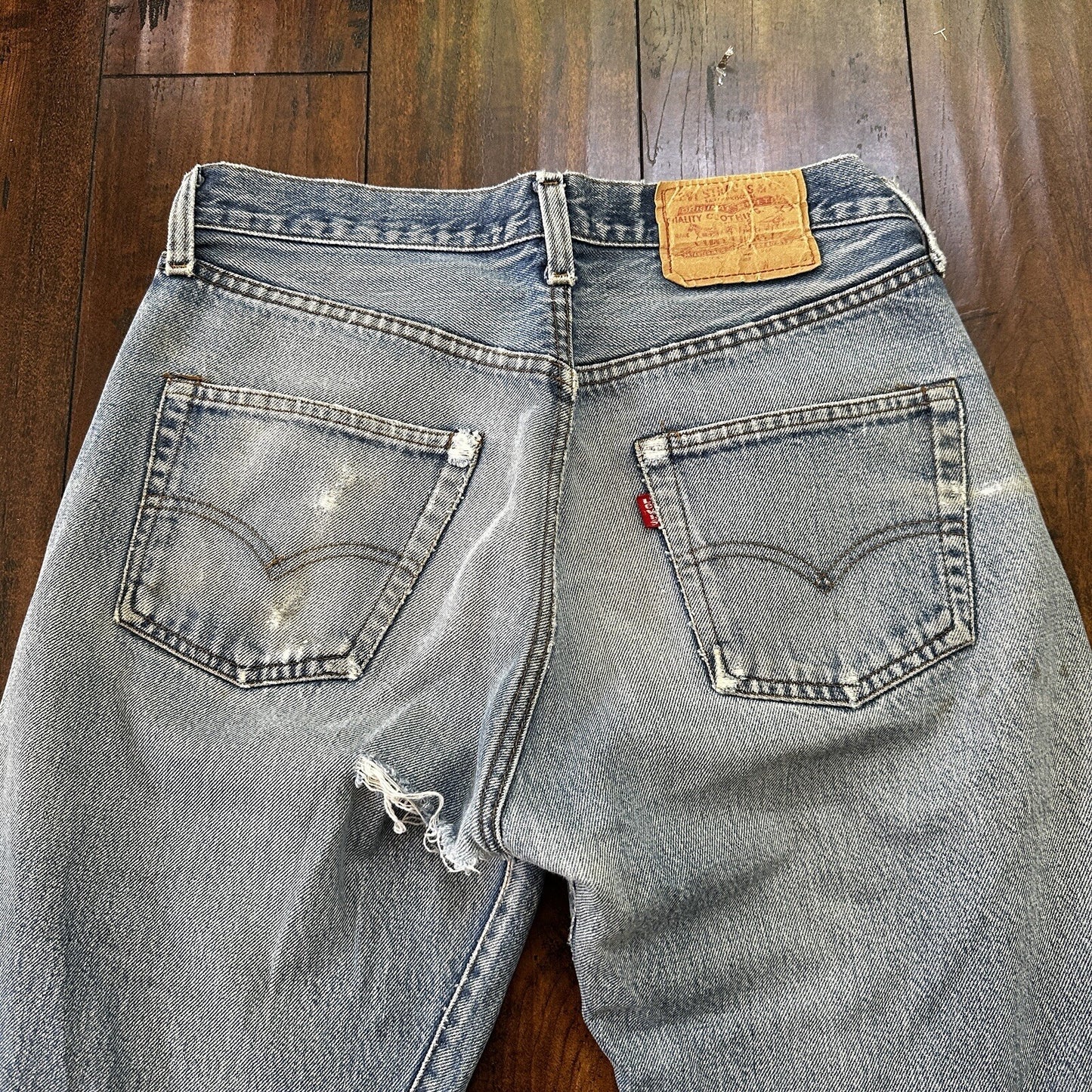 Levis Vintage 80s Redline Selvedge USA 501 XX Jeans Light Wash 31x33 Act 28x29