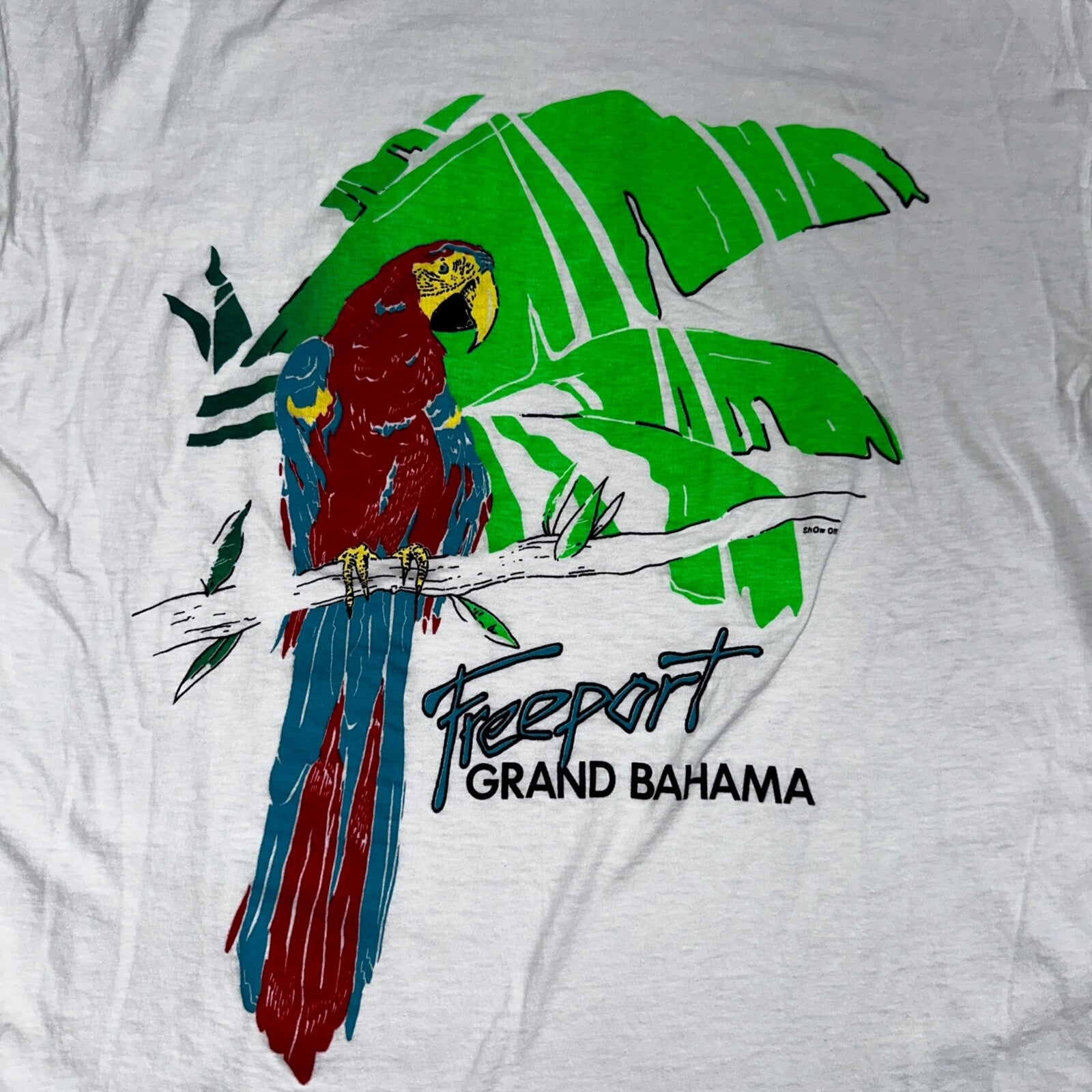 Freeport Grand Bahama Parrot VTG T Shirt Animals Bird Palm Tree Summer Cool