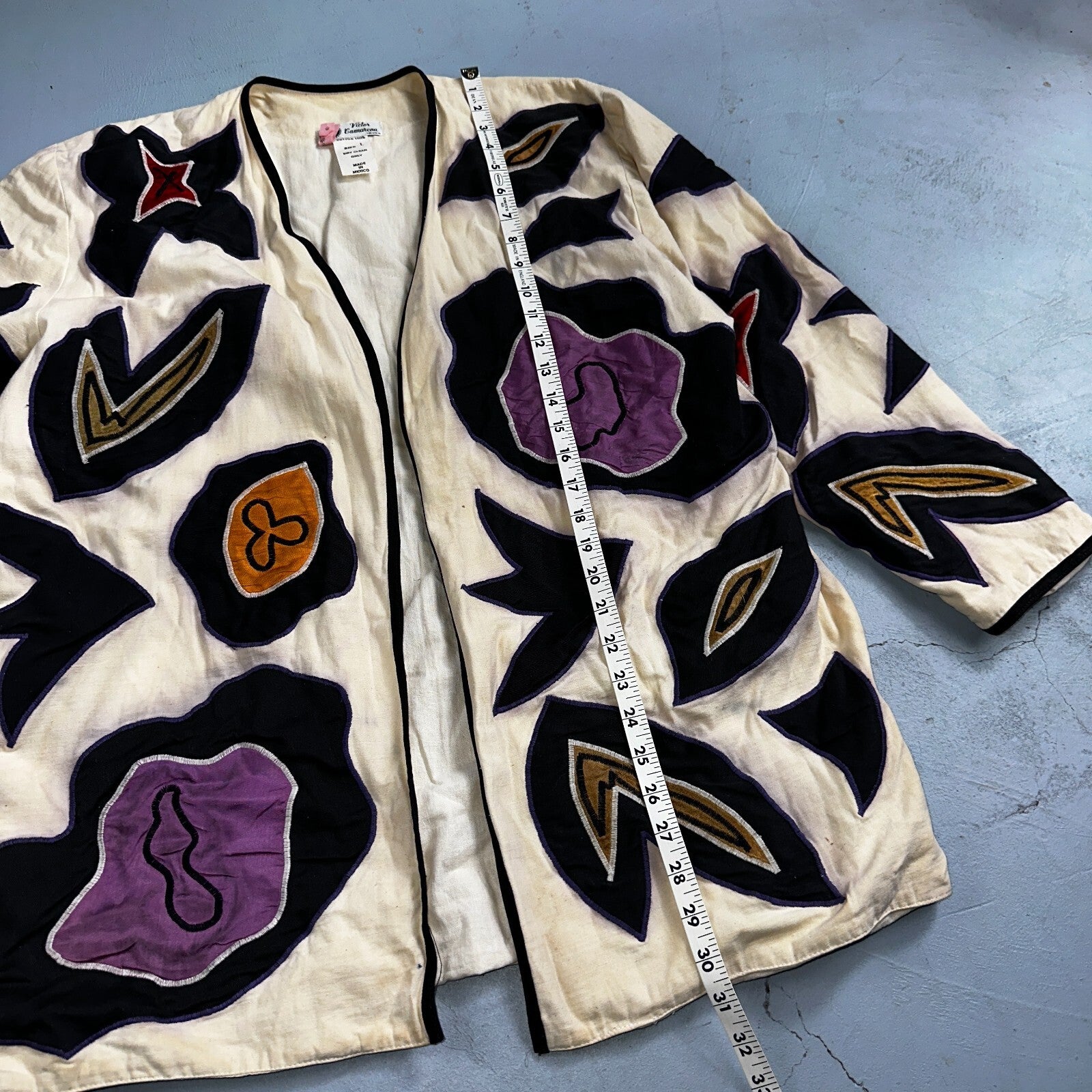 Victor Camarena Vintage 80s Cubist Patchwork Open Front Coat Hipster