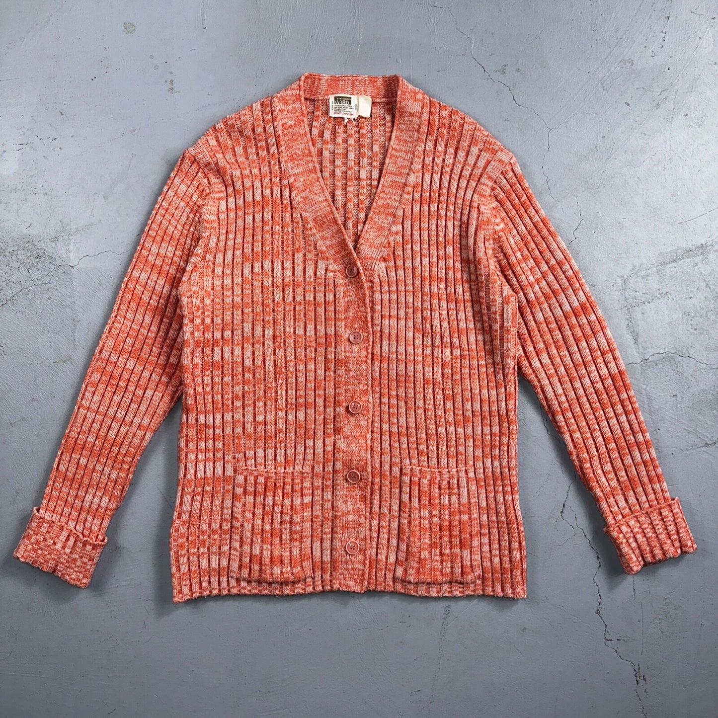 Vintage Montgomery Ward Pink Knit Cardigan Women’s 70s 80s Korea Acrylic