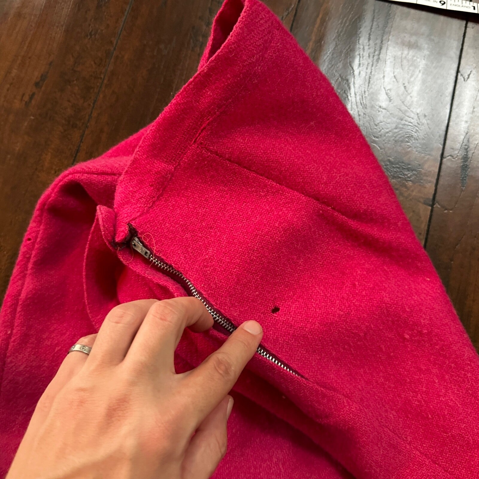 VTG USA Rockabilly Womens Dress Skirt 60s 70s Bottom Plaid Cute Pink Barbie Wool