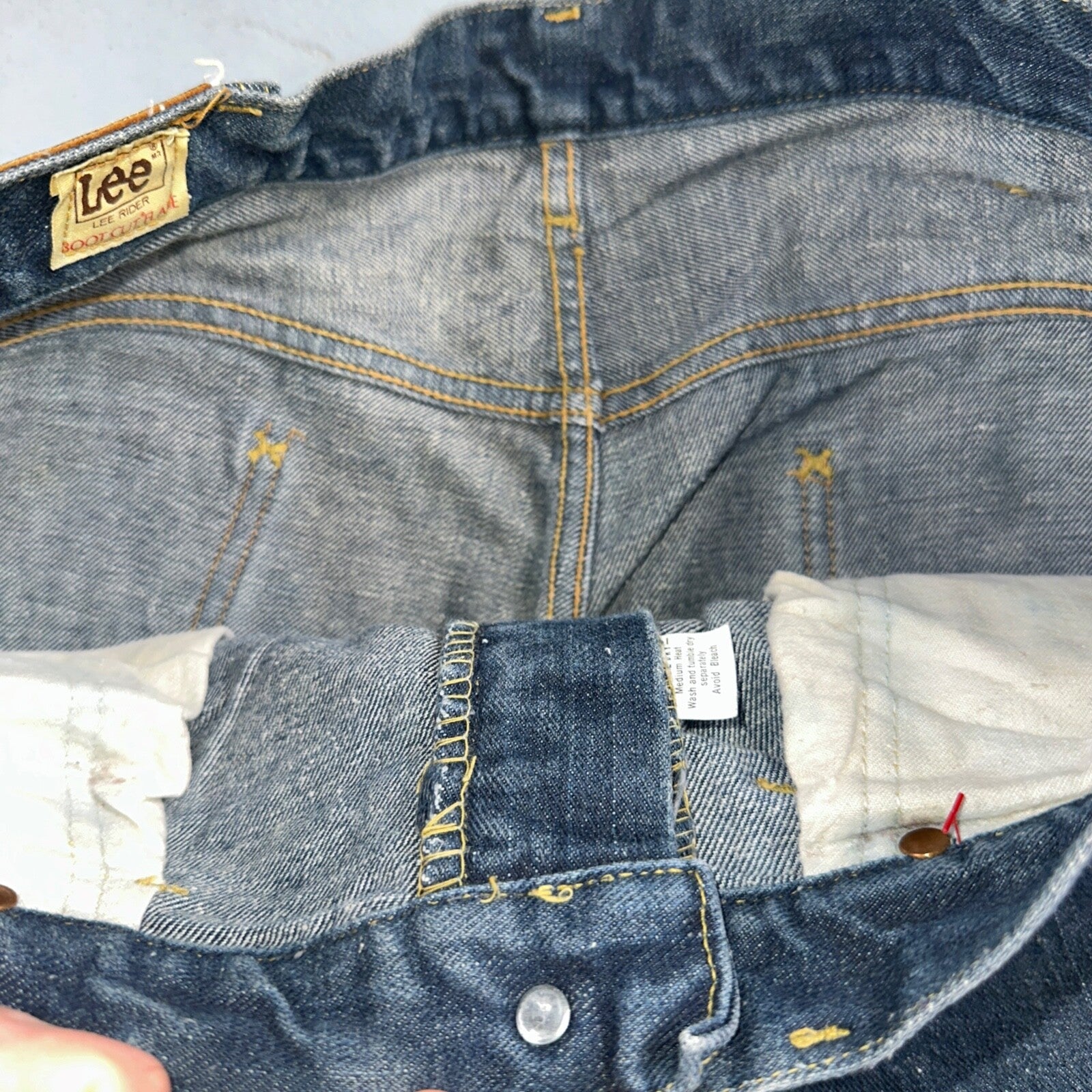 Lee VTG 70s Riders Denim Boot Cut Flare Jeans USA 33x35 Dark Wash Cowboy 1970s