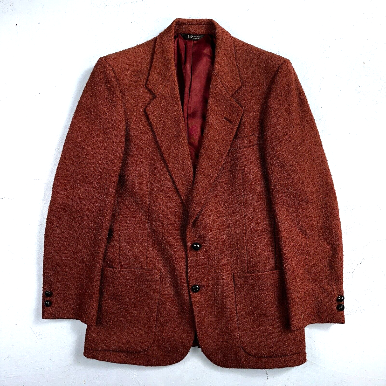 VTG Mens Suit 38 Jacket Sport Coat Rockabilly 80s 90s Red Orange Pierre Cardin